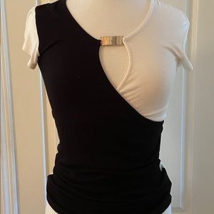 Black White T-Shirt Blouse